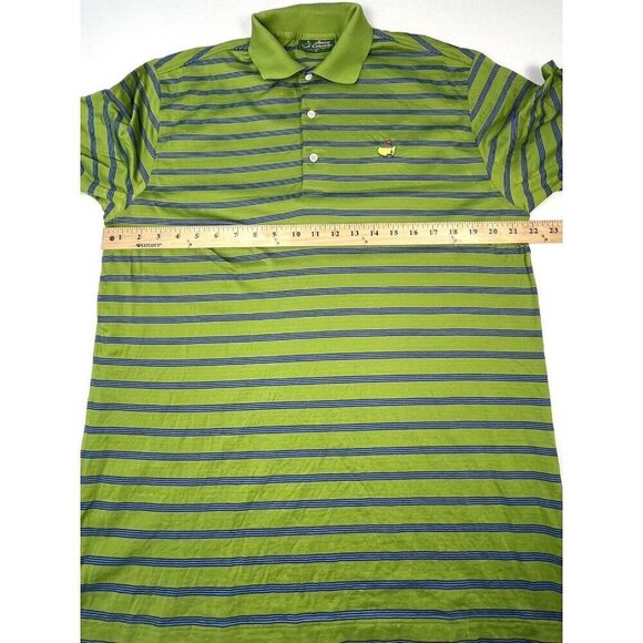 Master's AMEN CORNER Mens MEDIUM Green/Blue Stripe S/S Golf POLO Hong Kong EUC - Picture 7 of 9